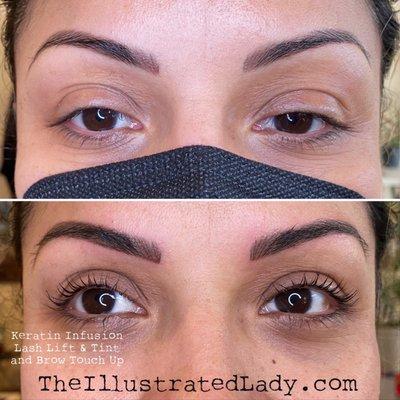 Brow touch up and lash lift