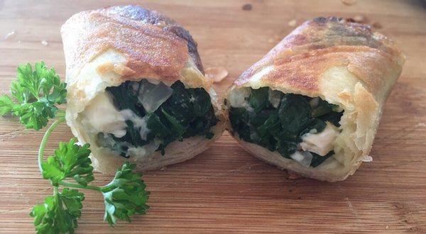 The original spanakopita egg roll. Spinach and cheese, it's delicious!