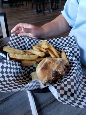 Cheese burger and fries