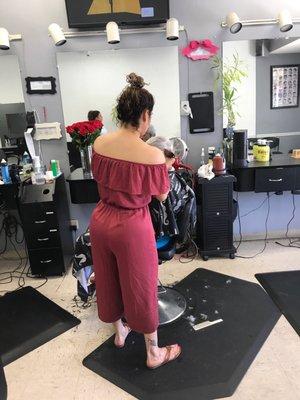 Claudia helping out a client