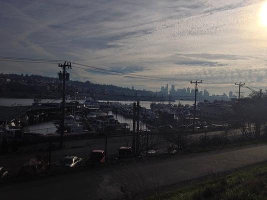 Looking over Lake Union past the marina and Puget Sound Yacht Club at downtown Seattle from N Pacific Street.