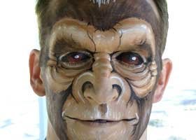 Mike King from "Evening Magazine" as Ape man for Colorific Kids Face & Body Art.