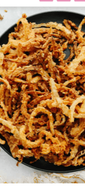 Crispy Onion Tanglers Comes Standard on Our Whisky Glazed Chicken Sandwich Or Pork Loin Sandwich - Ask For Them On Any Burger or Sandwich