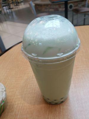 Honeydew melon Boba with green apple bursting beads