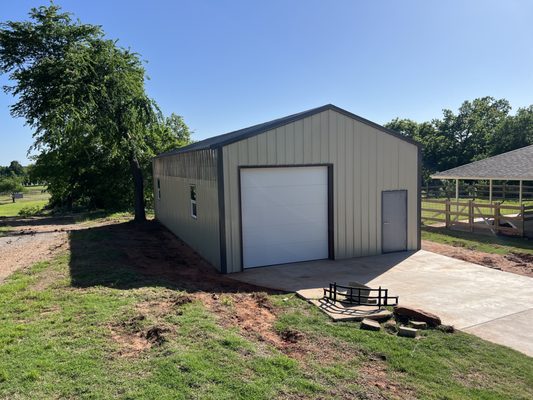 24x50 Shop With 2 Overhead Doors 1 Walk Door And 4 Windows. Completed In Edmond, OK