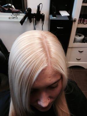 All over hi-lift blonde with highlights.