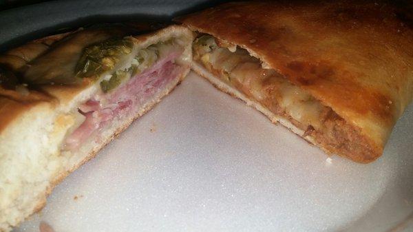 Half of a Ham/Cheese and Half of a bean/cheese empanada.