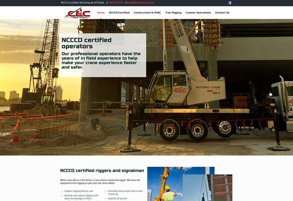 Custom website for C & C Crane Works of Brevard