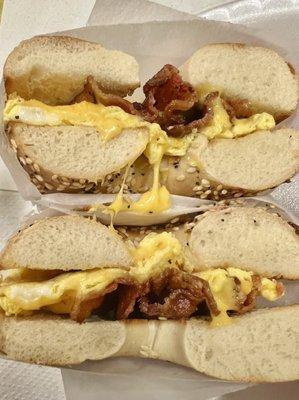 Bacon egg and cheese everything bagel