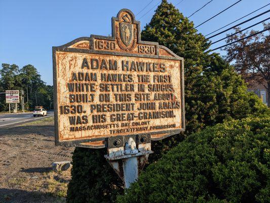 Adam Hawkes Historical Marker, Saugus