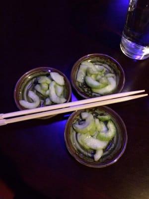 Special treat! Cucumbers in vinegar of some sort