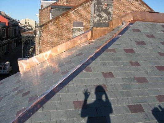 Historic slate roof on Bourbon Street, New Orleans