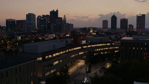 Columbus State Community College Downtown Skyline at Sunset