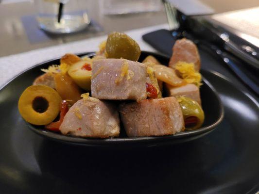 Tuna and stuffed olives