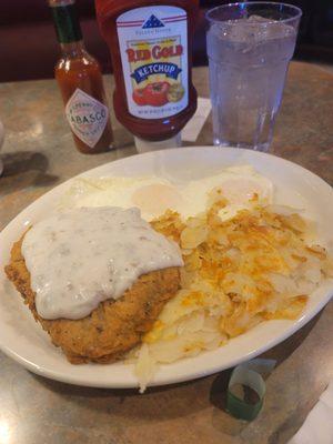 Country fried steak. It was as good as it looks.