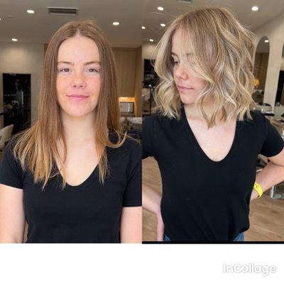 Haircut dimensional blonde