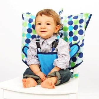 Everyone has a seat at the table with this ingenious, convenient travel seat that folds up to the size of a diaper wipe case!