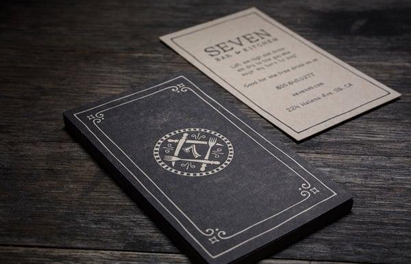 Complete design and production of corporate collateral for Seven Bar & Kitchen.