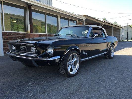 Old Mustang that just had new tires and wheels installed