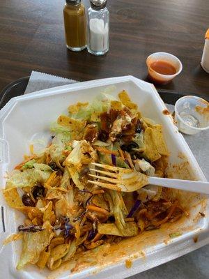 Taco salad being devoured in the process.