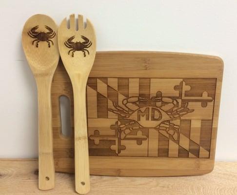 Laser Engraved Spoons, Sporks, and Cutting Boards