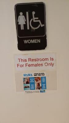 The Signage posted on the single toilet restroom.