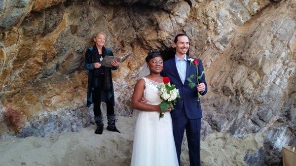 Rose ceremony on Laguna Beach, with Reverend Kathleen Shannon.