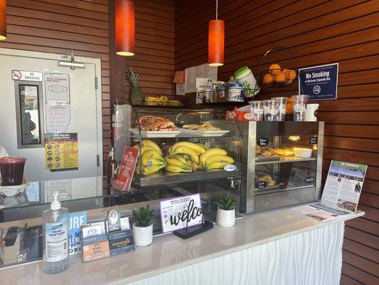 Counter, Guyanese treats and fruit display