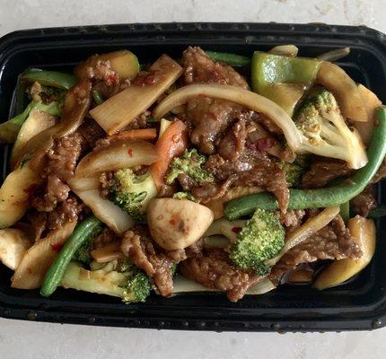 Mongolian beef with mixed veggies