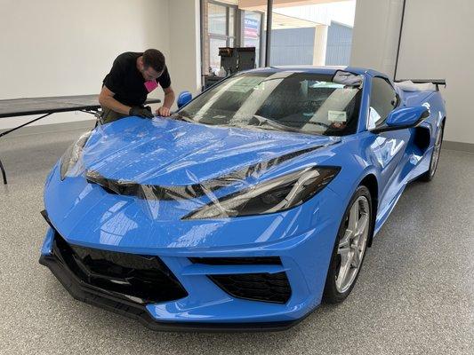 paint protection film on brand new corvette c8