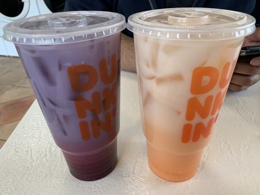 Blueberry Pomegranate Dunkin' Refresher & Peach Passionfruit Dunkin' Refresher