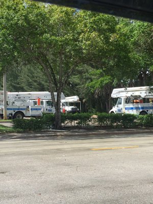 Vehicles parked and on stand-by for loss of power during Hurricane Irma 09/2017.