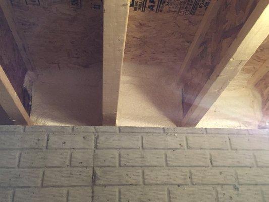 Spray foam box sill insulation