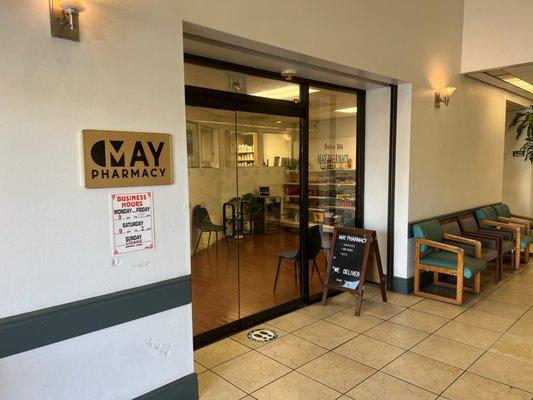 Entrance to May Pharmacy