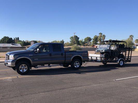 Small trailer in tow... f350 diesel was struggling within days of me buying the truck!