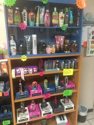 We have a nice variety of tanning lotions.