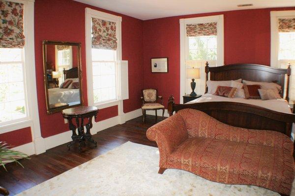 The Red Room, with bathroom across hallway.