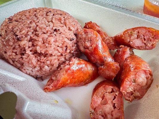 Hmong Sausage and purple sticky rice