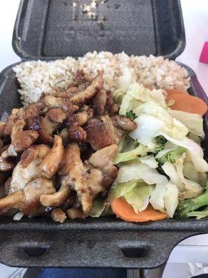 Chicken Teriyaki, brown rice, vegetables