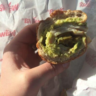 6 inch turkey, avocado, jalapeños on wheat. Under 500 calories and so good!