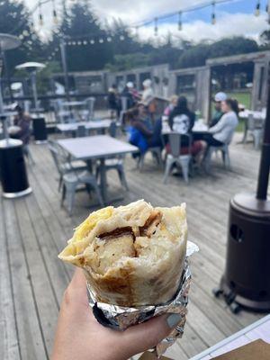 Basin breakfast burrito (bacon, eggs, potatoes)