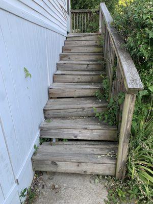 Unsafe stairs leading into house that never got fixed !!