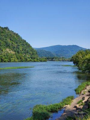 The New River flowing into town from the dam release.