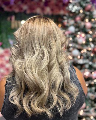 Root touchup, balayage  and blonde hair