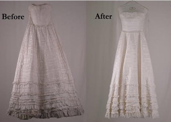 Before and After Wedding Gown Cleaning