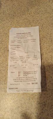 My receipt today.