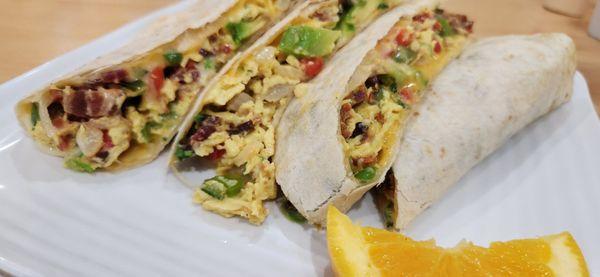 Breakfast Quesadilla with avocado and bacon