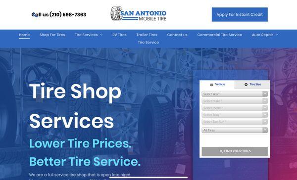 A website designed for San Antonio Mobile Tire