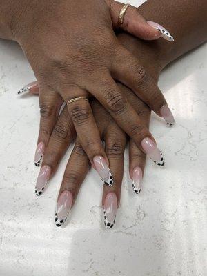 Almond Shaped, Cow Print French Nails-- a beauty!