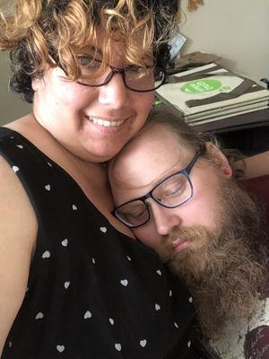 My before picture. Featuring my sleepy boyfriend's lovely beard!